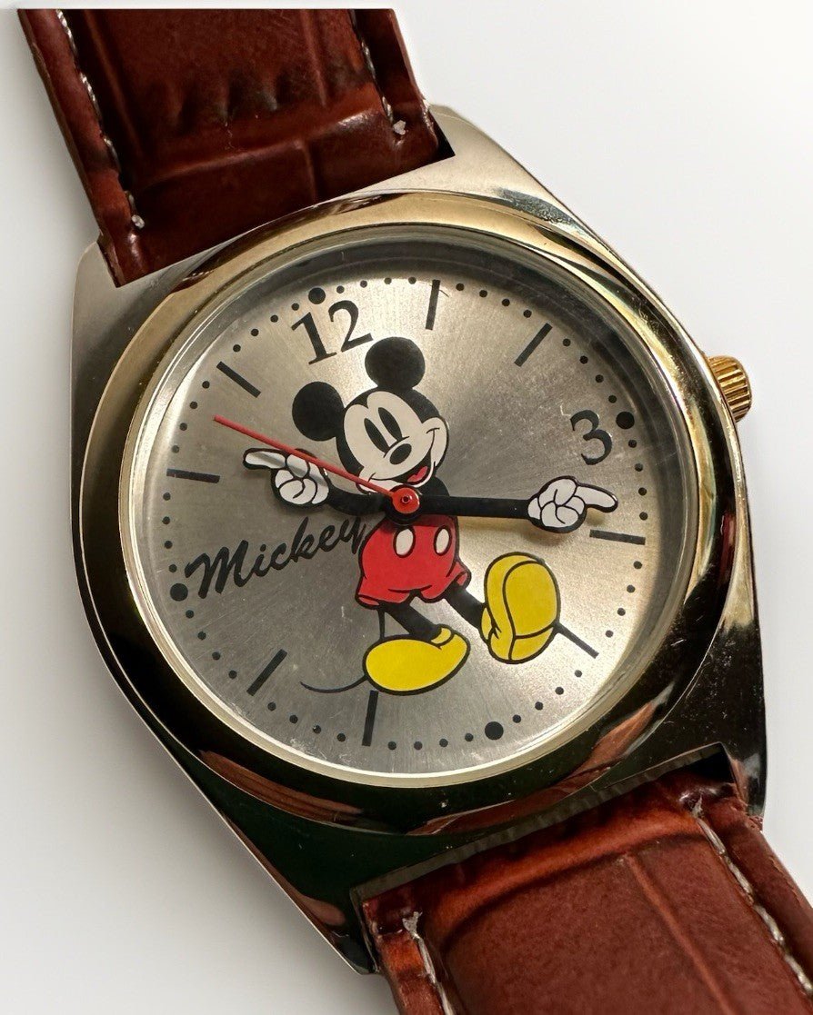 MICKEY MOUSE Disney Watch by MZB with Tag & New Battery, Running Leather Band - AntiquesEtceteraMICKEY MOUSE Disney Watch by MZB with Tag & New Battery, Running Leather BandMZB for DisneyAntiquesEtcetera