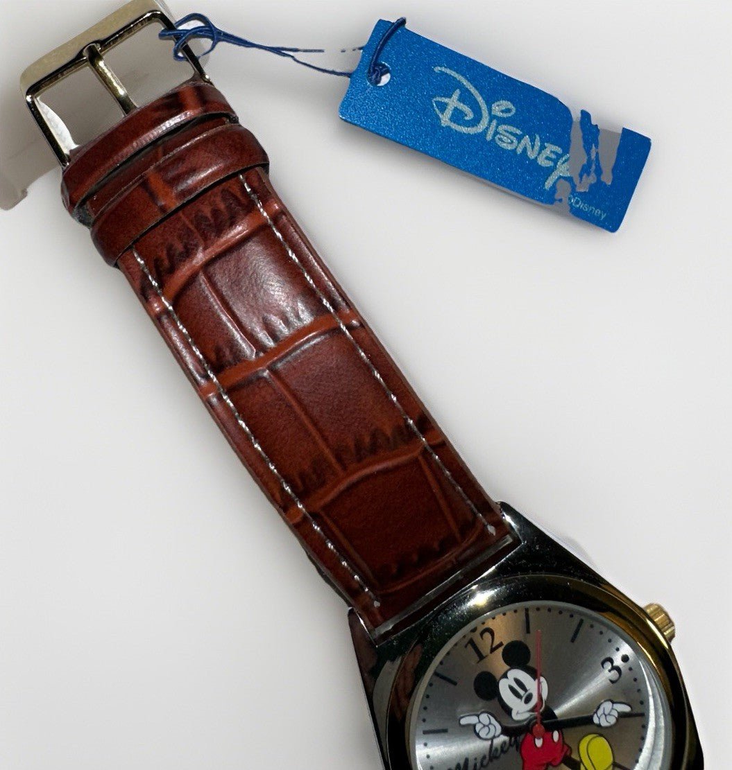 MICKEY MOUSE Disney Watch by MZB with Tag & New Battery, Running Leather Band - AntiquesEtceteraMICKEY MOUSE Disney Watch by MZB with Tag & New Battery, Running Leather BandMZB for DisneyAntiquesEtcetera