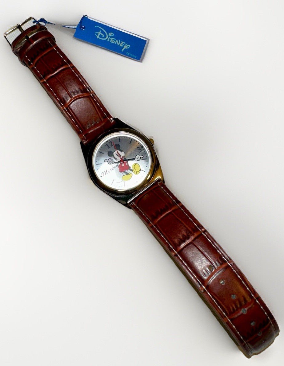 MICKEY MOUSE Disney Watch by MZB with Tag & New Battery, Running Leather Band - AntiquesEtceteraMICKEY MOUSE Disney Watch by MZB with Tag & New Battery, Running Leather BandMZB for DisneyAntiquesEtcetera