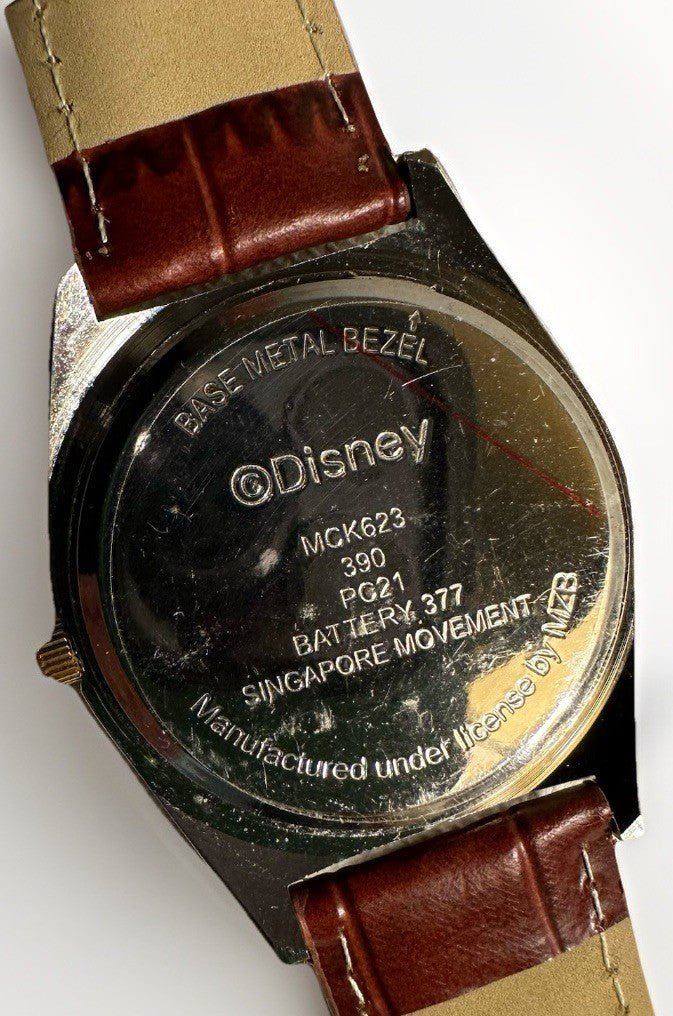 MICKEY MOUSE Disney Watch by MZB with Tag & New Battery, Running Leather Band - AntiquesEtceteraMICKEY MOUSE Disney Watch by MZB with Tag & New Battery, Running Leather BandMZB for DisneyAntiquesEtcetera