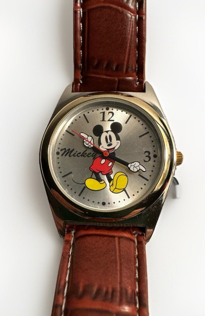 MICKEY MOUSE Disney Watch by MZB with Tag & New Battery, Running Leather Band - AntiquesEtceteraMICKEY MOUSE Disney Watch by MZB with Tag & New Battery, Running Leather BandMZB for DisneyAntiquesEtcetera