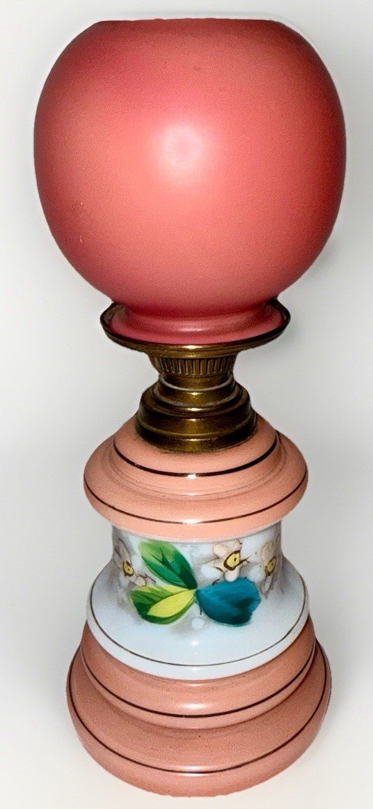 Miniature Antique GWTW Oil Kerosene Lamp Milk Glass Hulsebus Bk 1 149 Floral - AntiquesEtceteraMiniature Antique GWTW Oil Kerosene Lamp Milk Glass Hulsebus Bk 1 149 FloralAntiqueAntiquesEtcetera