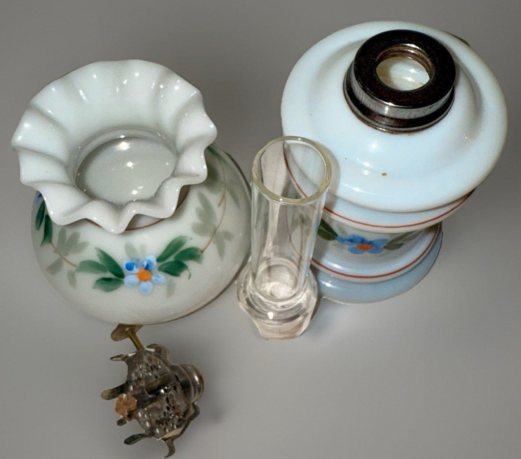 Miniature Antique GWTW Oil Lamp Hulsebus II 344 Victorian Enameled Floral Motif - AntiquesEtceteraMiniature Antique GWTW Oil Lamp Hulsebus II 344 Victorian Enameled Floral MotifAntiqueAntiquesEtcetera