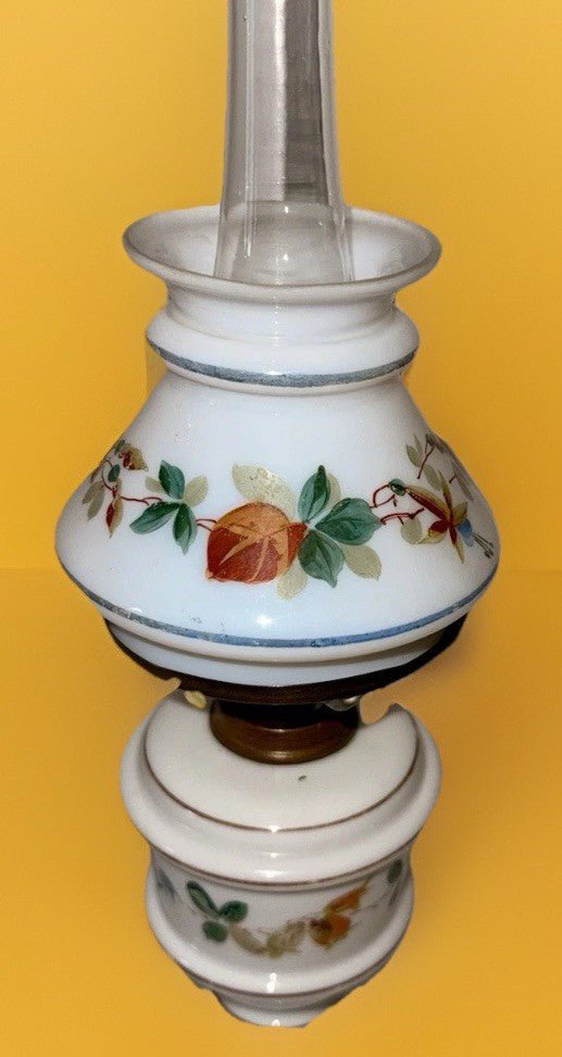 Miniature Antique GWTW Oil Lamp Hulsebus II 344 w/ Pedestal Foot Floral Motif - AntiquesEtceteraMiniature Antique GWTW Oil Lamp Hulsebus II 344 w/ Pedestal Foot Floral MotifAntiqueAntiquesEtcetera