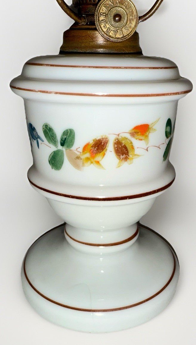 Miniature Antique GWTW Oil Lamp Hulsebus II 344 w/ Pedestal Foot Floral Motif - AntiquesEtceteraMiniature Antique GWTW Oil Lamp Hulsebus II 344 w/ Pedestal Foot Floral MotifAntiqueAntiquesEtcetera