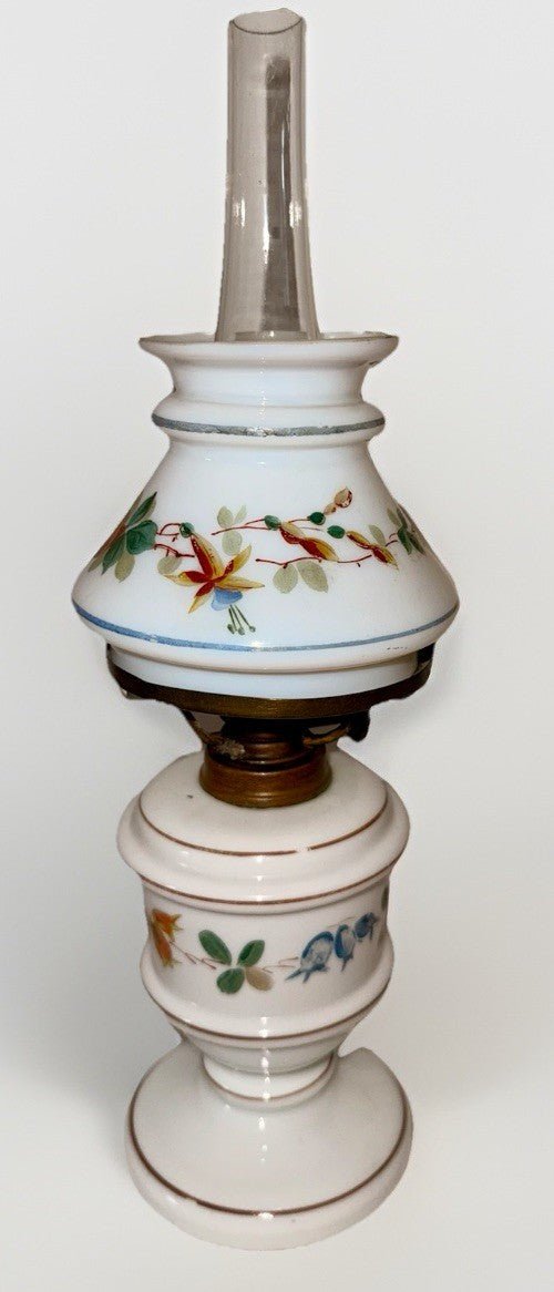 Miniature Antique GWTW Oil Lamp Hulsebus II 344 w/ Pedestal Foot Floral Motif - AntiquesEtceteraMiniature Antique GWTW Oil Lamp Hulsebus II 344 w/ Pedestal Foot Floral MotifAntiqueAntiquesEtcetera