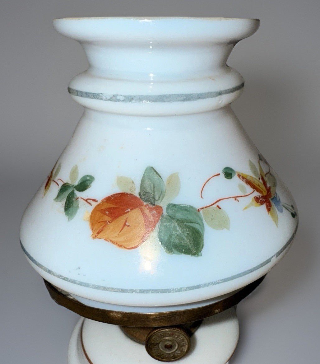 Miniature Antique GWTW Oil Lamp Hulsebus II 344 w/ Pedestal Foot Floral Motif - AntiquesEtceteraMiniature Antique GWTW Oil Lamp Hulsebus II 344 w/ Pedestal Foot Floral MotifAntiqueAntiquesEtcetera