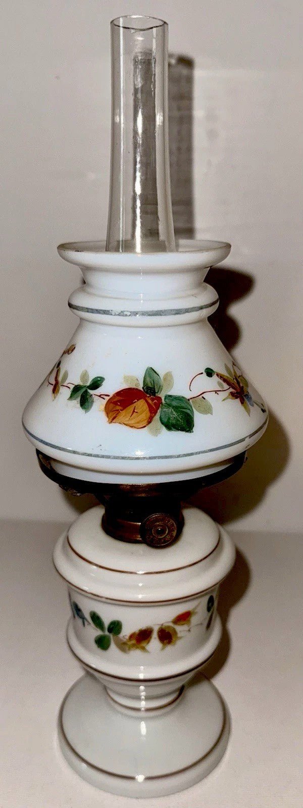 Miniature Antique GWTW Oil Lamp Hulsebus II 344 w/ Pedestal Foot Floral Motif - AntiquesEtceteraMiniature Antique GWTW Oil Lamp Hulsebus II 344 w/ Pedestal Foot Floral MotifAntiqueAntiquesEtcetera