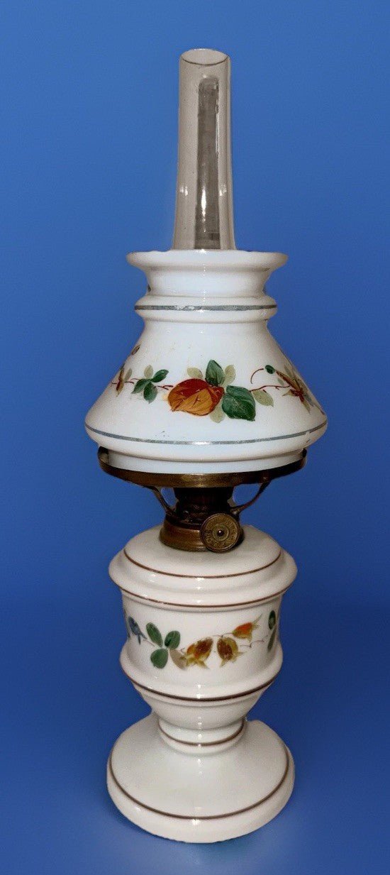 Miniature Antique GWTW Oil Lamp Hulsebus II 344 w/ Pedestal Foot Floral Motif - AntiquesEtceteraMiniature Antique GWTW Oil Lamp Hulsebus II 344 w/ Pedestal Foot Floral MotifAntiqueAntiquesEtcetera