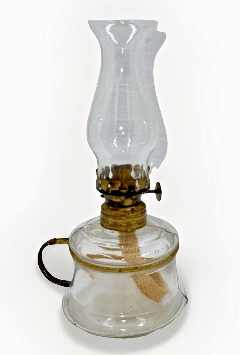Miniature Antique NUTMEG Oil Kerosene Lamp Brass Finger Holder w/ Burner Chimney - AntiquesEtceteraMiniature Antique NUTMEG Oil Kerosene Lamp Brass Finger Holder w/ Burner ChimneyAntiqueAntiquesEtcetera