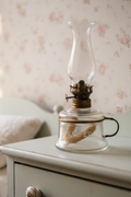 Miniature Antique NUTMEG Oil Kerosene Lamp Brass Finger Holder w/ Burner ChimneyAntiquesEtcetera
