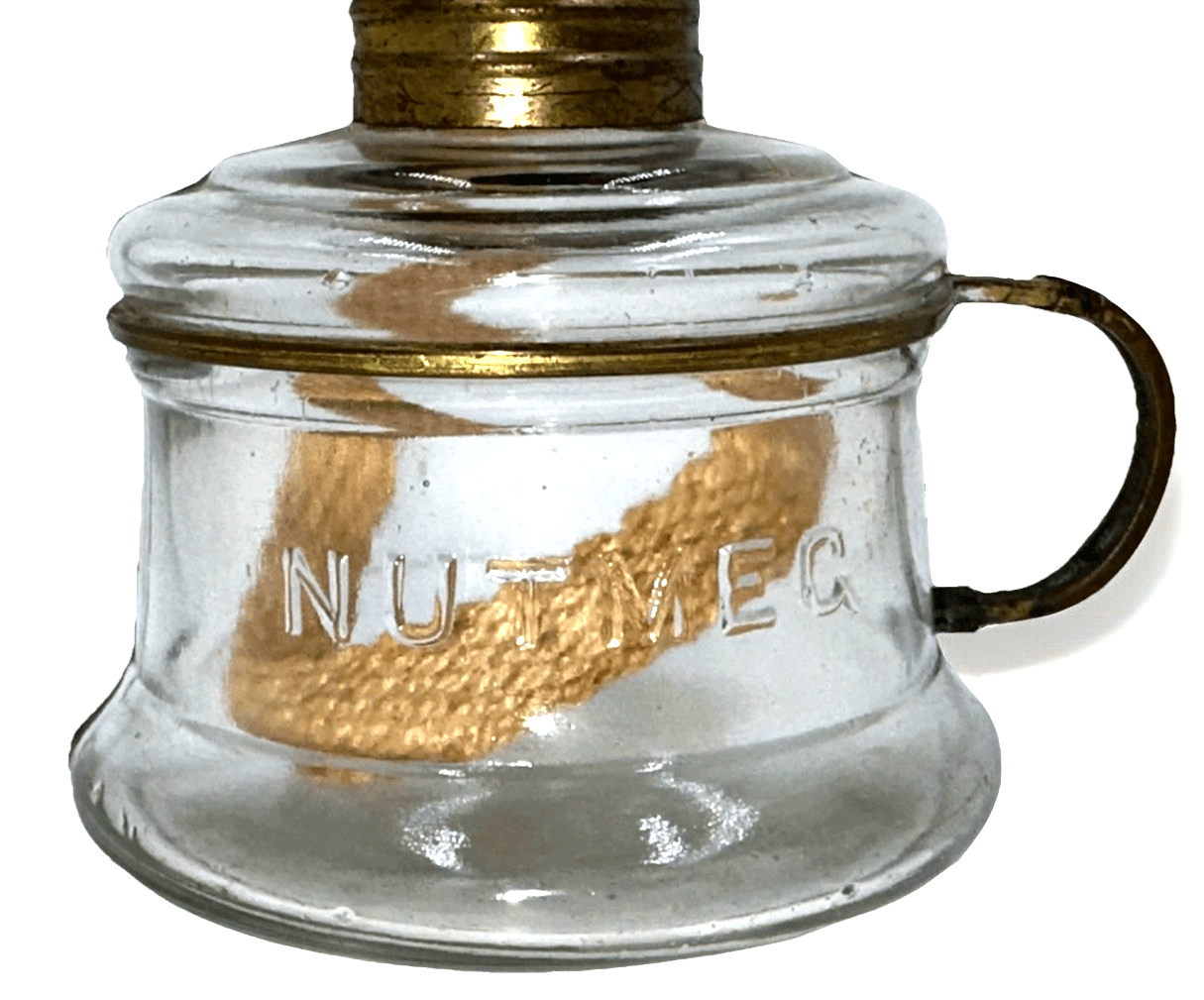 Miniature Antique NUTMEG Oil Kerosene Lamp Brass Finger Holder w/ Burner Chimney - AntiquesEtceteraMiniature Antique NUTMEG Oil Kerosene Lamp Brass Finger Holder w/ Burner ChimneyAntiqueAntiquesEtcetera