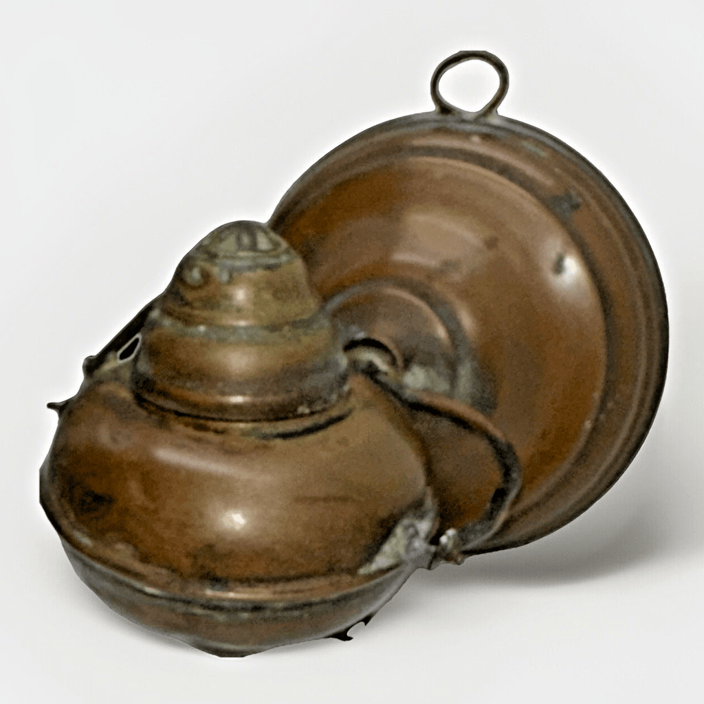 Miniature Brass Gimbal Whale Oil Hand Lamp w/ Burner Finger Loop Hanger Antique - AntiquesEtceteraMiniature Brass Gimbal Whale Oil Hand Lamp w/ Burner Finger Loop Hanger AntiqueAntiqueAntiquesEtcetera