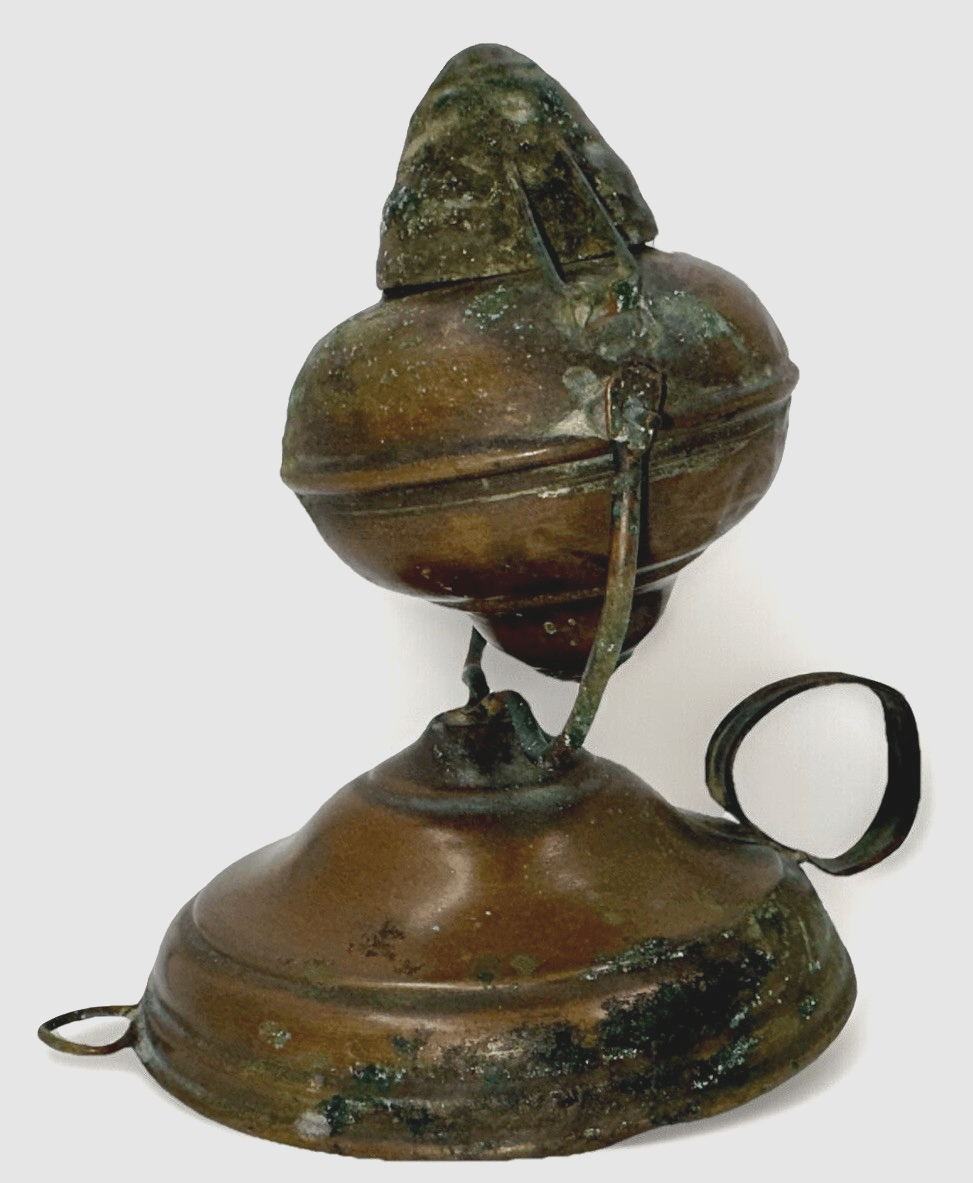 Miniature Brass Gimbal Whale Oil Hand Lamp w/ Burner Finger Loop Hanger Antique - AntiquesEtceteraMiniature Brass Gimbal Whale Oil Hand Lamp w/ Burner Finger Loop Hanger AntiqueAntiqueAntiquesEtcetera