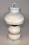 Miniature GWTW Oil Lamp Smith Bk 1, 250 Milk Glass Blue Pink Floral Diana 1896 - AntiquesEtceteraMiniature GWTW Oil Lamp Smith Bk 1, 250 Milk Glass Blue Pink Floral Diana 1896AntiqueAntiquesEtcetera
