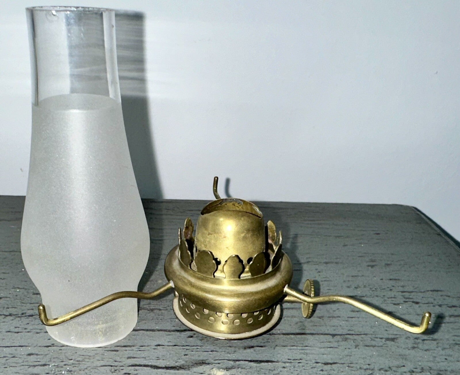 Miniature GWTW Oil Lamp Smith I, 245 Milk Glass "Elsie" Art Nouveau w/ Gilt Trim - AntiquesEtceteraMiniature GWTW Oil Lamp Smith I, 245 Milk Glass "Elsie" Art Nouveau w/ Gilt TrimAntiqueAntiquesEtcetera