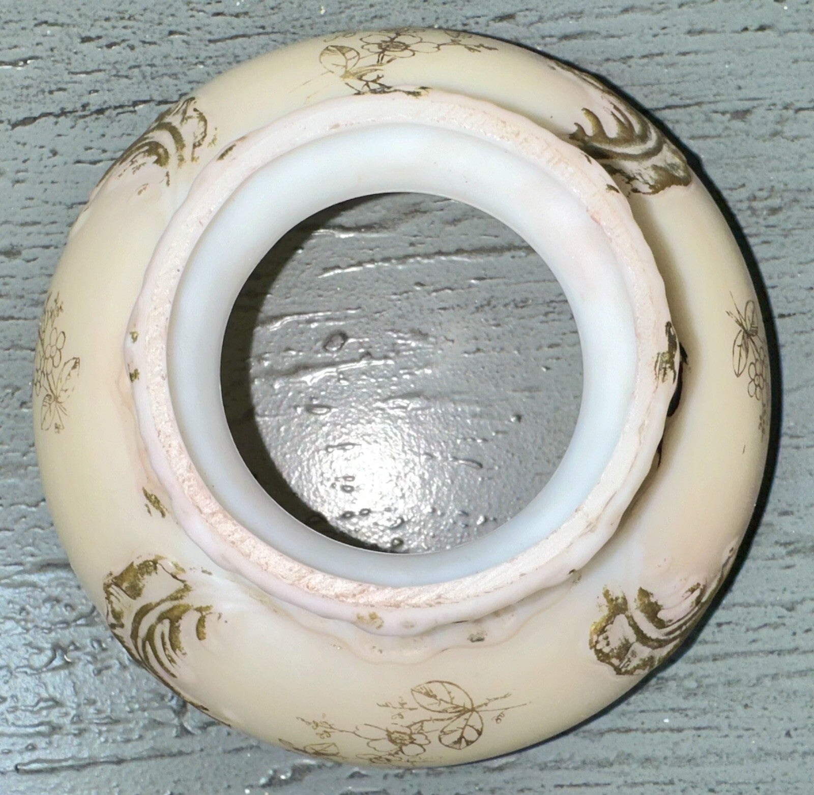 Miniature GWTW Oil Lamp Smith I, 245 Milk Glass "Elsie" Art Nouveau w/ Gilt Trim - AntiquesEtceteraMiniature GWTW Oil Lamp Smith I, 245 Milk Glass "Elsie" Art Nouveau w/ Gilt TrimAntiqueAntiquesEtcetera