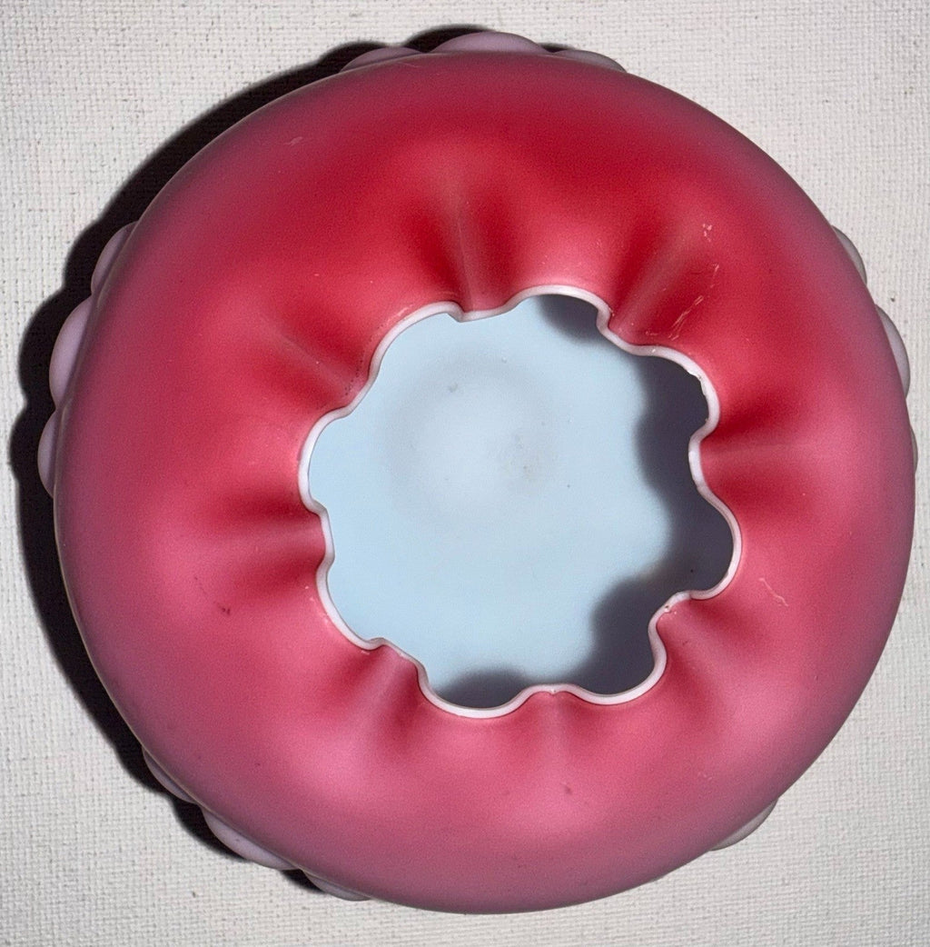 Mt. Washington Art Glass Rose Bowl Fan Embossed Pink Satin Antique - AntiquesEtceteraMt. Washington Art Glass Rose Bowl Fan Embossed Pink Satin AntiqueUnmarkedAntiquesEtcetera