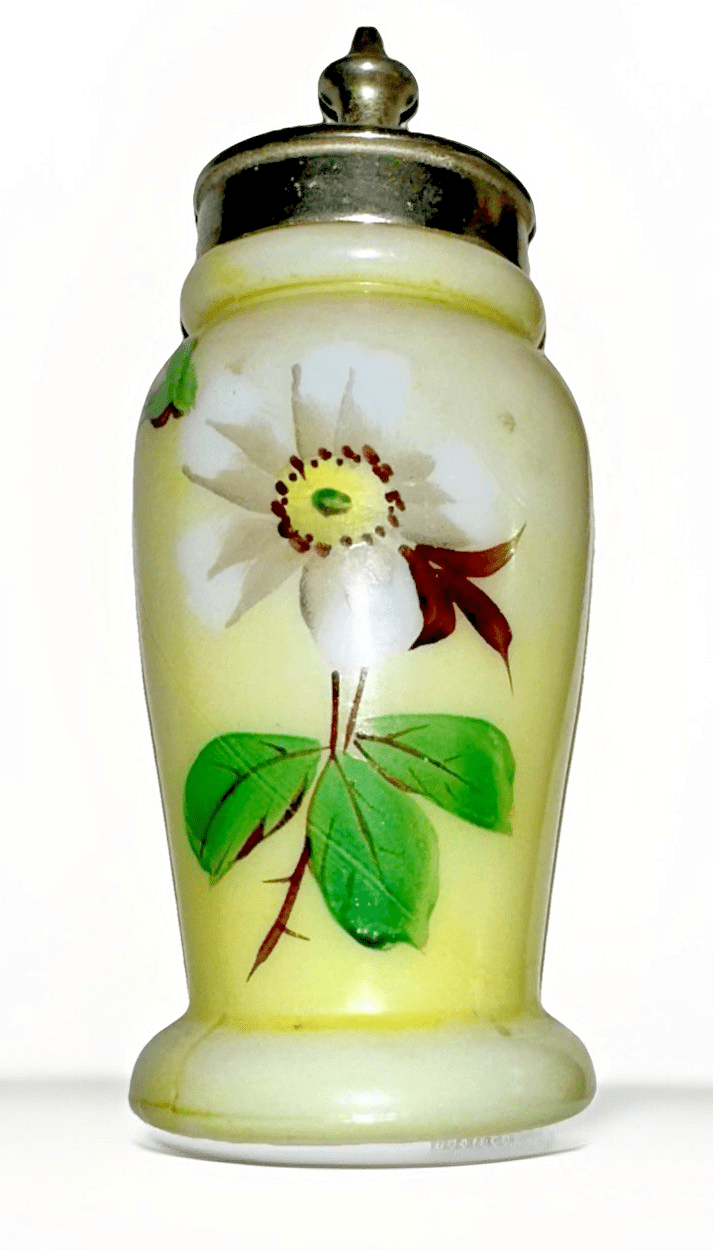 Mt Washington Salt & Pepper Shakers Opalware Glass Christmas Pearl with Lids - AntiquesEtceteraMt Washington Salt & Pepper Shakers Opalware Glass Christmas Pearl with LidsMt. WashingtonAntiquesEtcetera