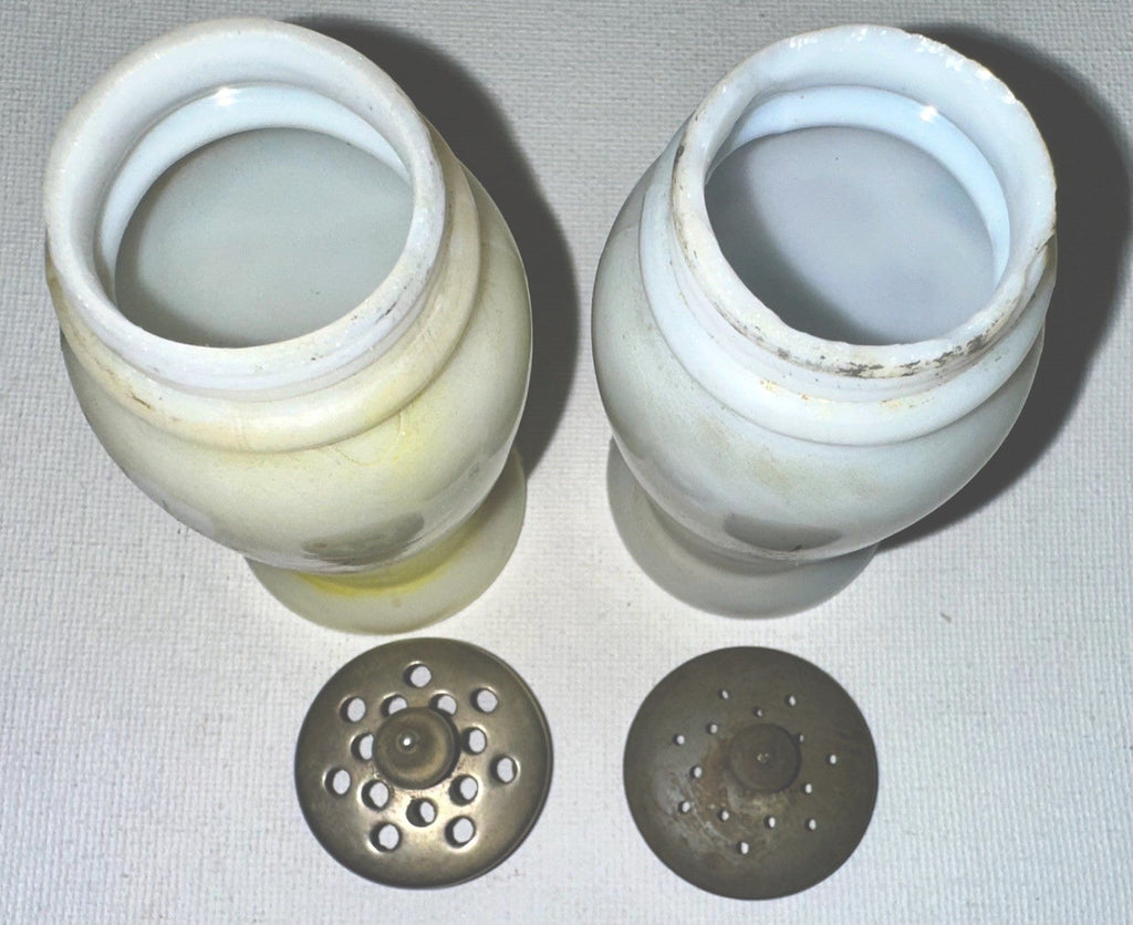 Mt Washington Salt & Pepper Shakers Opalware Glass Christmas Pearl with Lids - AntiquesEtceteraMt Washington Salt & Pepper Shakers Opalware Glass Christmas Pearl with LidsMt. WashingtonAntiquesEtcetera