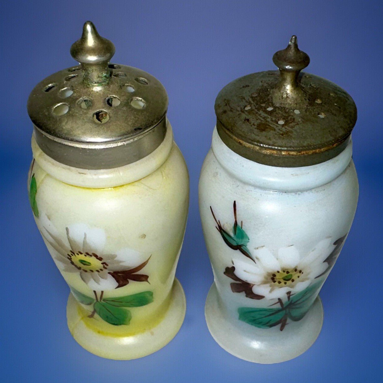 Mt Washington Salt & Pepper Shakers Opalware Glass Christmas Pearl with Lids - AntiquesEtceteraMt Washington Salt & Pepper Shakers Opalware Glass Christmas Pearl with LidsMt. WashingtonAntiquesEtcetera