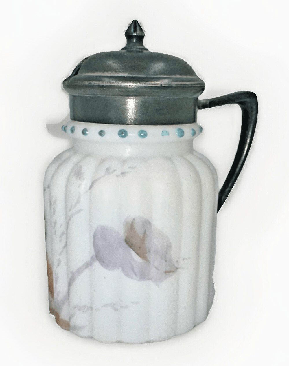 Mt. Washington Satin Glass Mustard Pots Autumn Leaves with Calla Lily Spoon - AntiquesEtceteraMt. Washington Satin Glass Mustard Pots Autumn Leaves with Calla Lily SpoonAntiquesEtceteraAntiquesEtcetera