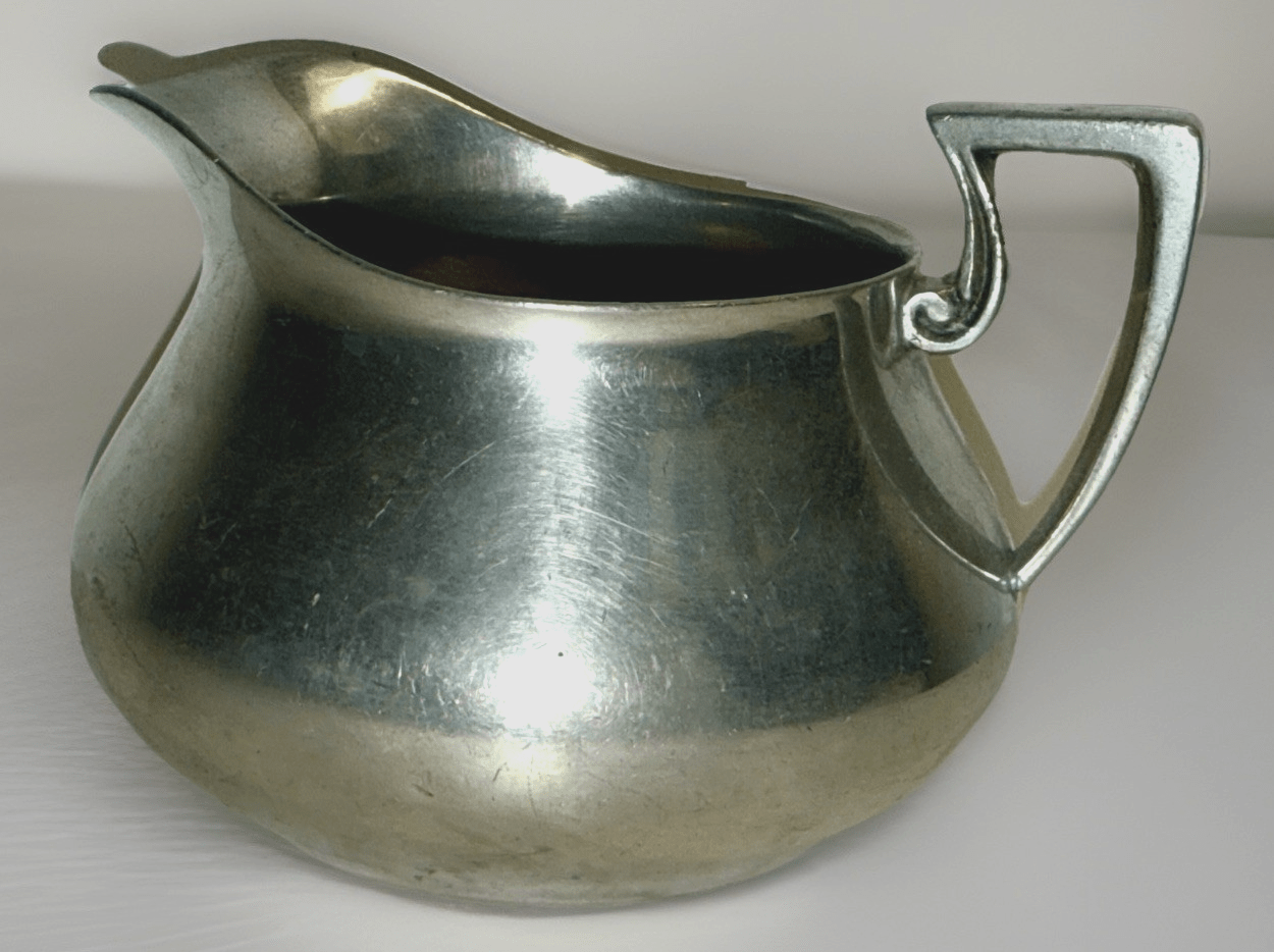 Mullholland Silver Co. Pewter Cream Pitcher Art Deco Final Production Year 1932 - AntiquesEtceteraMullholland Silver Co. Pewter Cream Pitcher Art Deco Final Production Year 1932Mullholland Silver CoAntiquesEtcetera