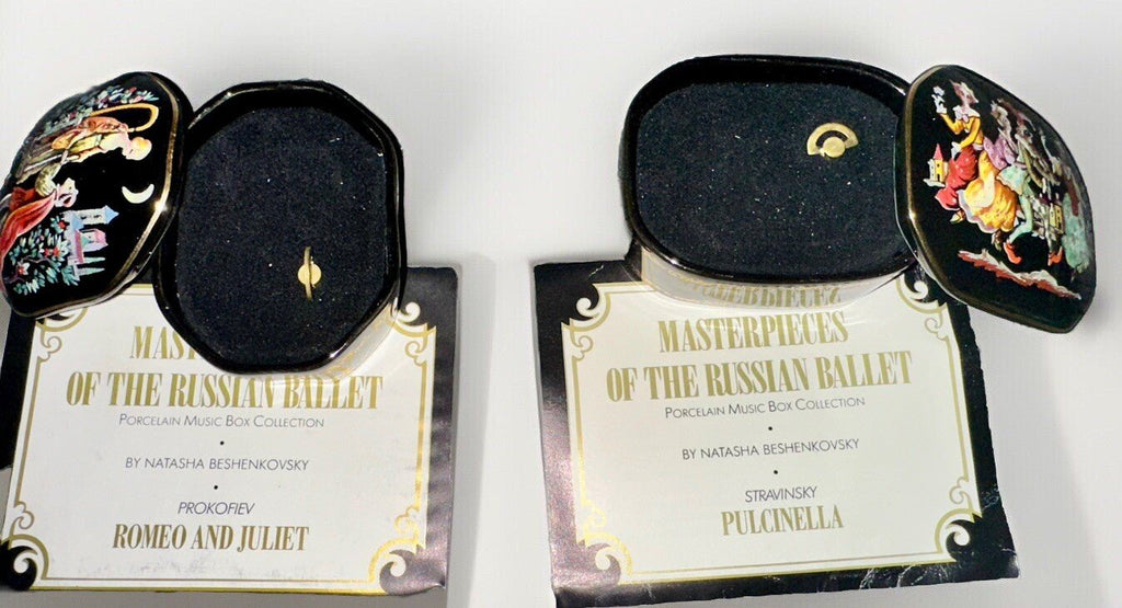 Music Box Romeo & Juliet + Pulcinella Masterpieces Russian Ballet Franklin Mint - AntiquesEtceteraMusic Box Romeo & Juliet + Pulcinella Masterpieces Russian Ballet Franklin MintFranklin MintAntiquesEtcetera