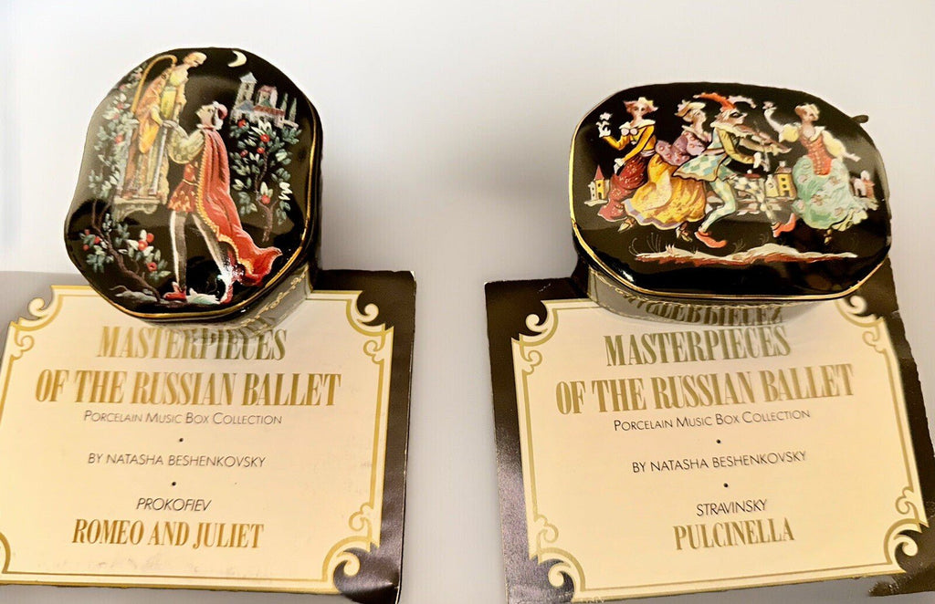 Music Box Romeo & Juliet + Pulcinella Masterpieces Russian Ballet Franklin Mint - AntiquesEtceteraMusic Box Romeo & Juliet + Pulcinella Masterpieces Russian Ballet Franklin MintFranklin MintAntiquesEtcetera