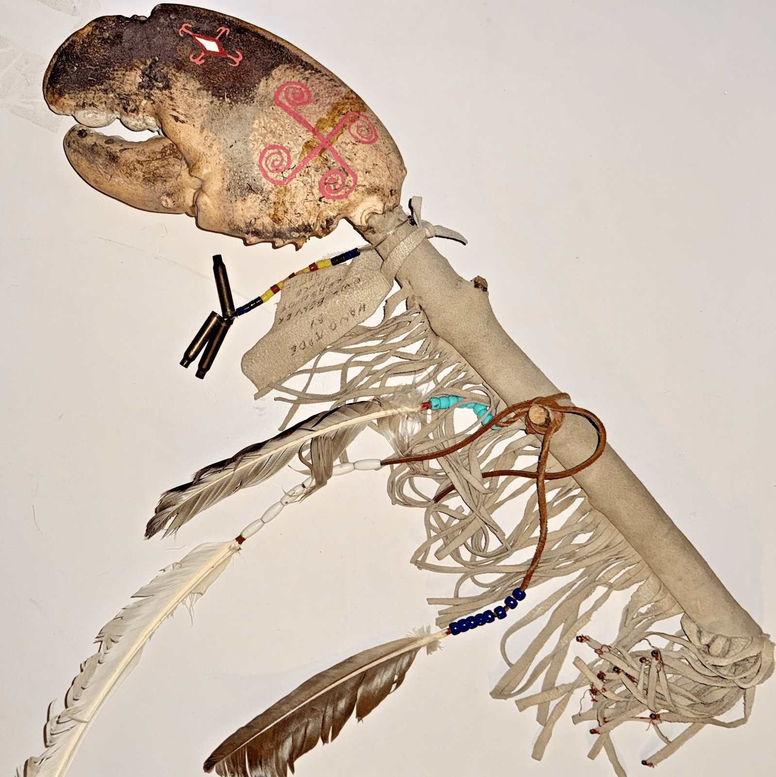 Native American Beaded Gourd Ceremonial Dance Rattle Handmade by Owl Beaver VTG - AntiquesEtceteraNative American Beaded Gourd Ceremonial Dance Rattle Handmade by Owl Beaver VTGAntiquesEtceteraAntiquesEtcetera