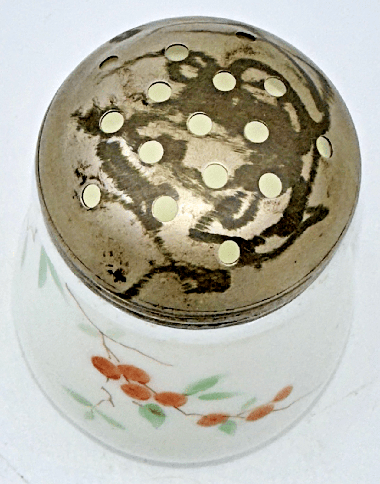 New Martinsville Sugar Shaker Cherry Blossom Branch Motif Opal Glass with Lid - AntiquesEtceteraNew Martinsville Sugar Shaker Cherry Blossom Branch Motif Opal Glass with LidNew MartinsvilleAntiquesEtcetera