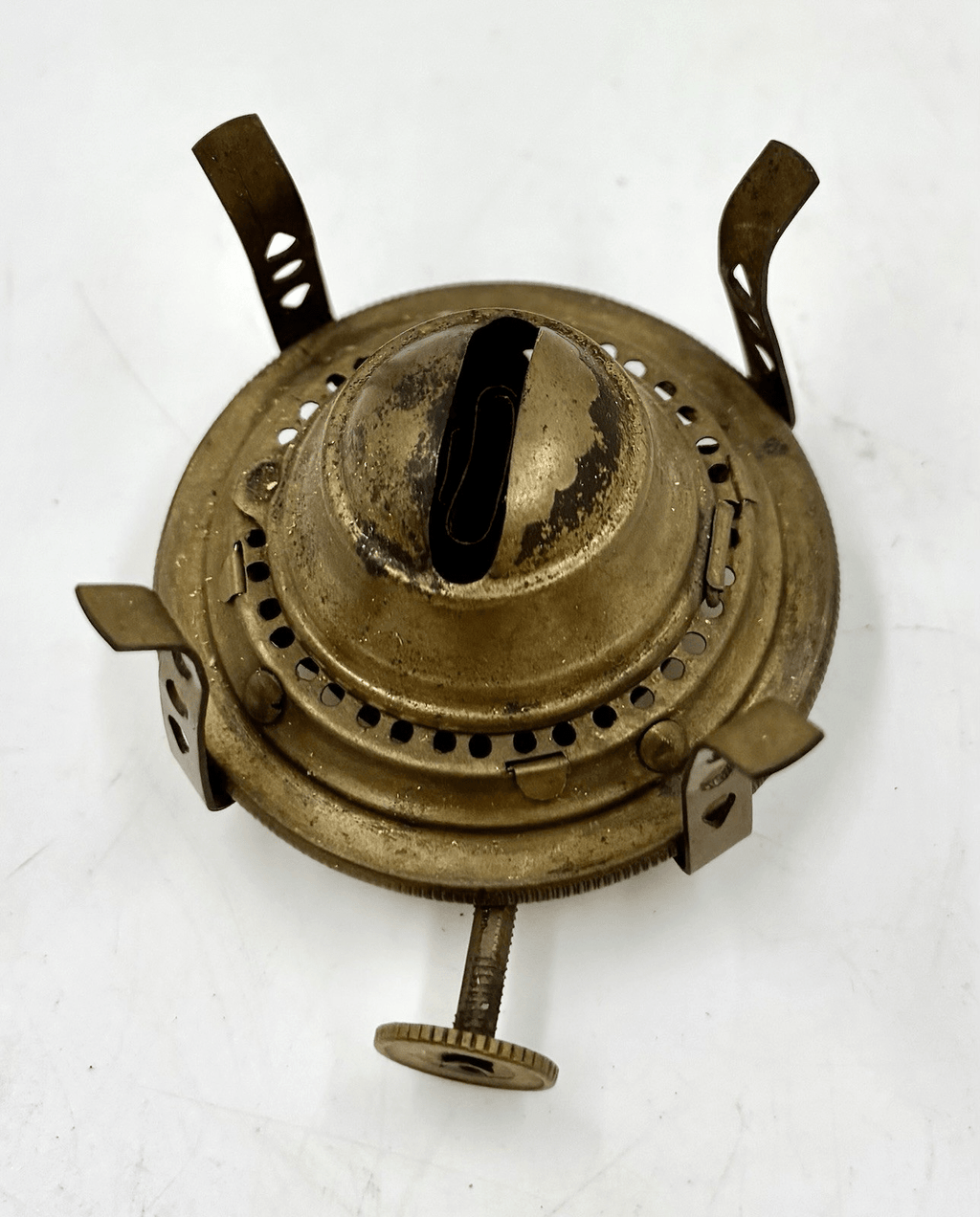 No. 0 Kerosene Oil Lamp Burner with Wick and Glass Pie Crust Top Chimney - AntiquesEtceteraNo. 0 Kerosene Oil Lamp Burner with Wick and Glass Pie Crust Top ChimneyAntiquesEtceteraAntiquesEtcetera