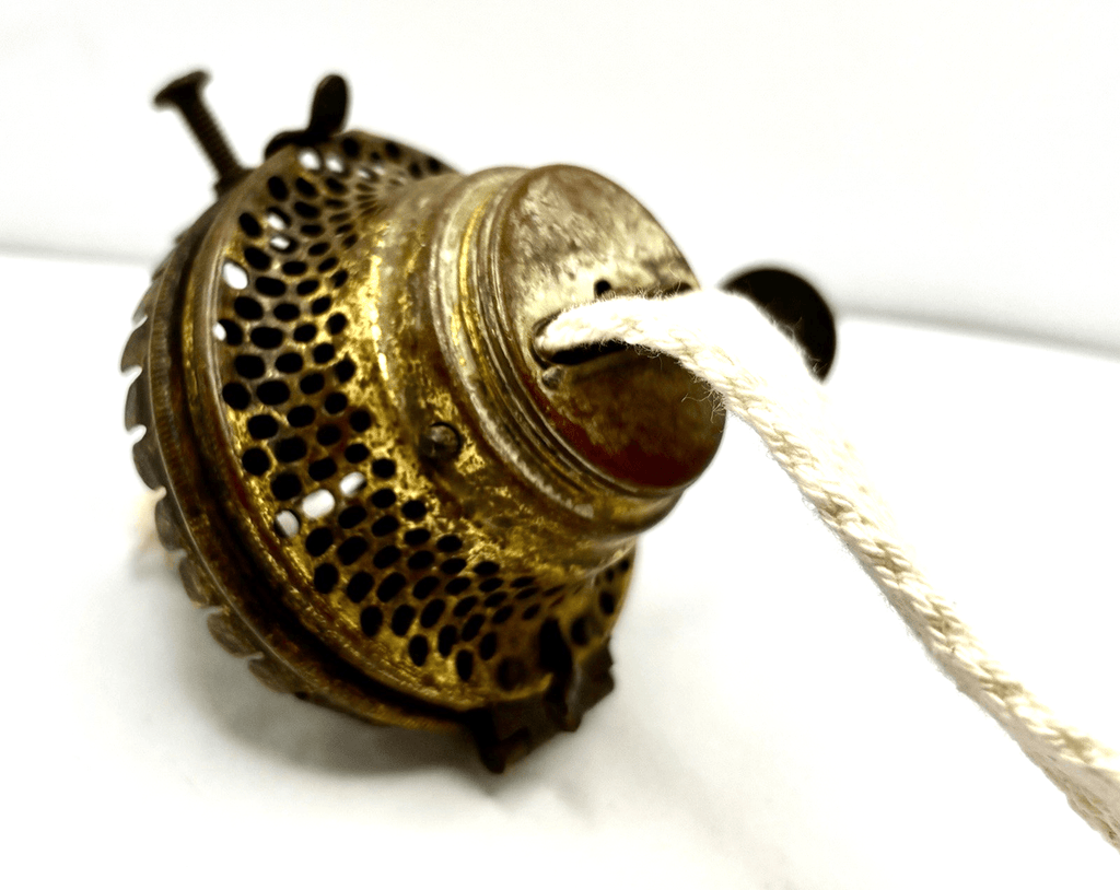 No 2 Miller Flip Top Kerosene Oil Lamp Burner Brass w/ Flanged Lip Glass Chimney - AntiquesEtceteraNo 2 Miller Flip Top Kerosene Oil Lamp Burner Brass w/ Flanged Lip Glass ChimneyE. Miller & Co.AntiquesEtcetera