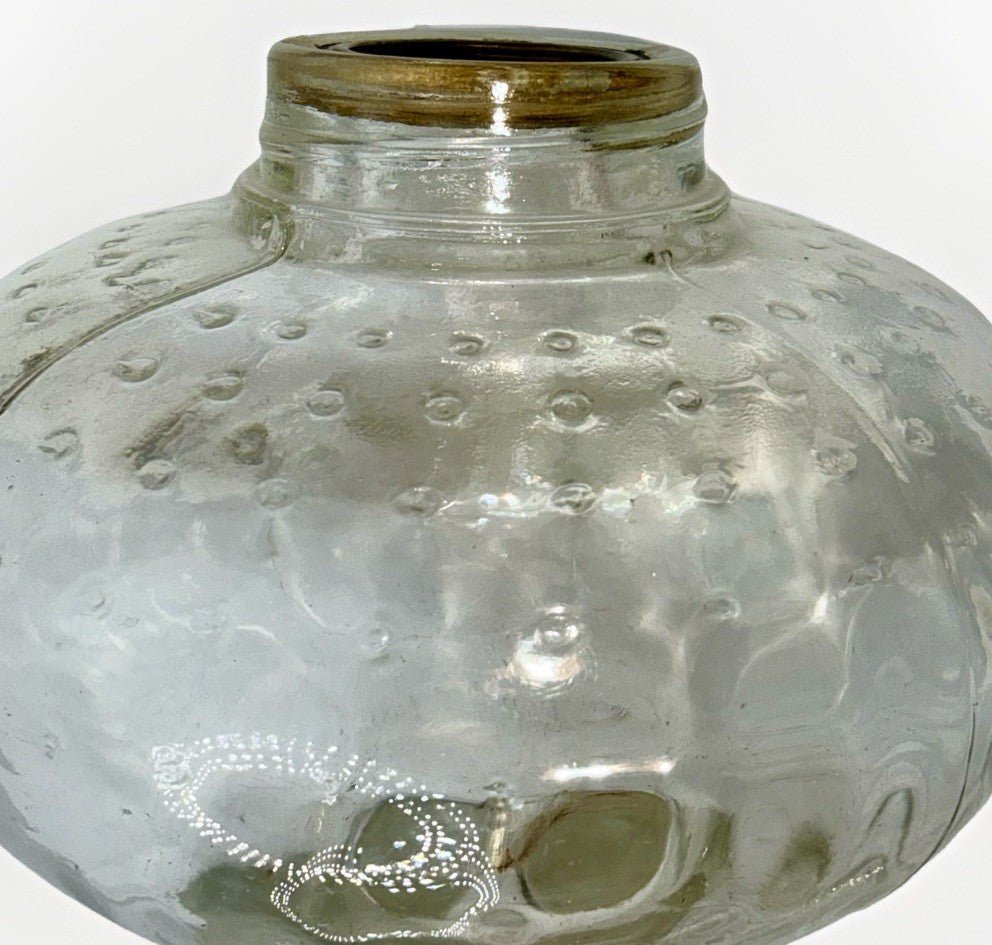 Oil Kerosene Lamp Hobnail w/ Reverse Hammered Texture Glass Font Oil Pedestal - AntiquesEtceteraOil Kerosene Lamp Hobnail w/ Reverse Hammered Texture Glass Font Oil PedestalUnbrandedAntiquesEtcetera