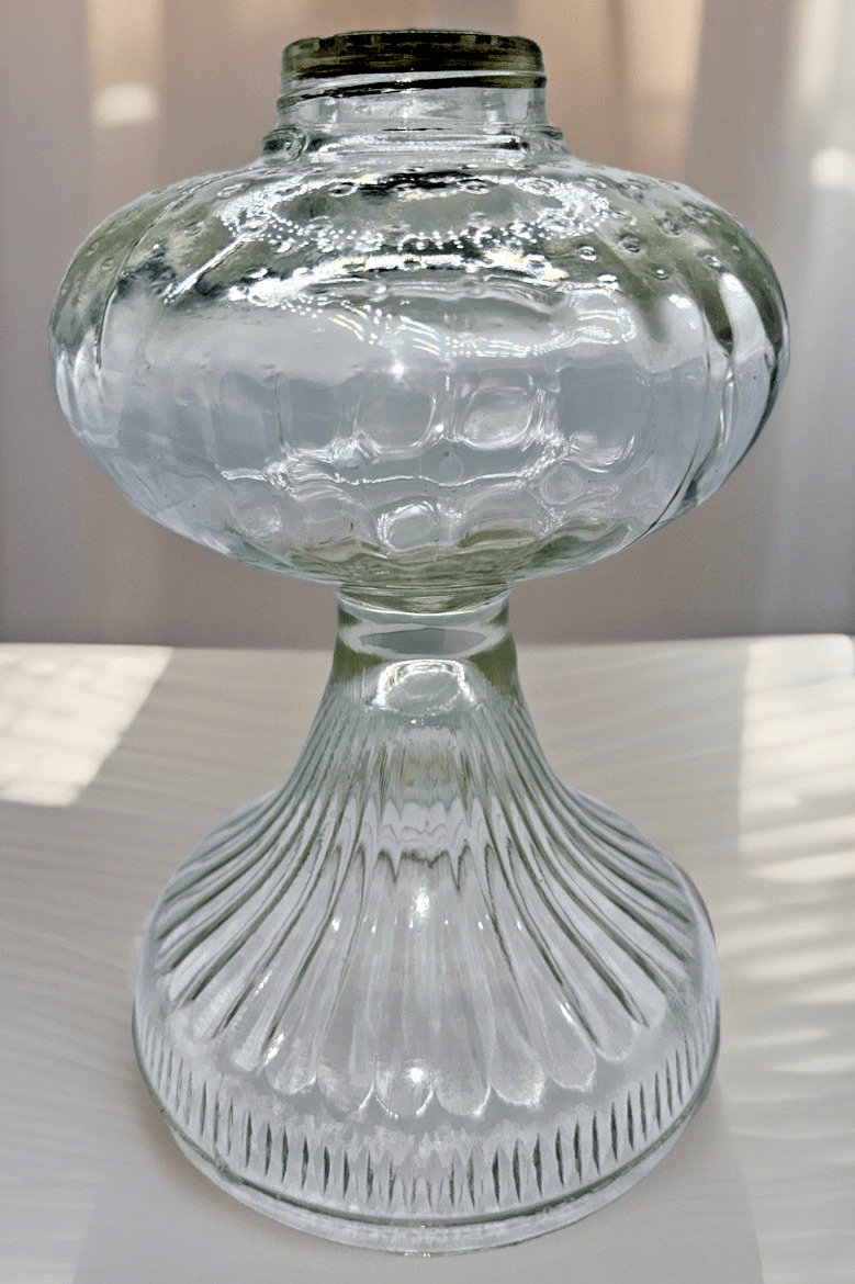 Oil Kerosene Lamp Hobnail w/ Reverse Hammered Texture Glass Font Oil Pedestal - AntiquesEtceteraOil Kerosene Lamp Hobnail w/ Reverse Hammered Texture Glass Font Oil PedestalUnbrandedAntiquesEtcetera