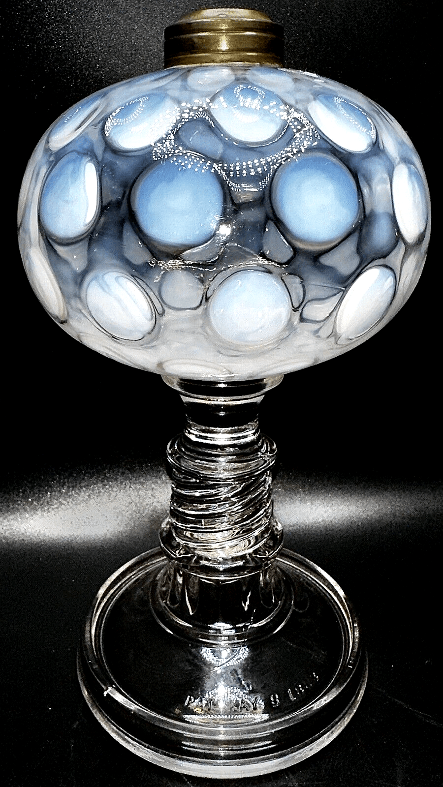 Opalescent Coin Spot Oil Kerosene Lamp 1883 Rare LaBelle Drip Foot Base Antique - AntiquesEtceteraOpalescent Coin Spot Oil Kerosene Lamp 1883 Rare LaBelle Drip Foot Base AntiqueAntiqueAntiquesEtcetera