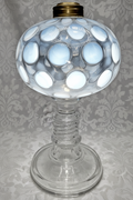 Opalescent Coin Spot Oil Kerosene Lamp 1883 Rare LaBelle Drip Foot Base AntiqueAntiquesEtcetera