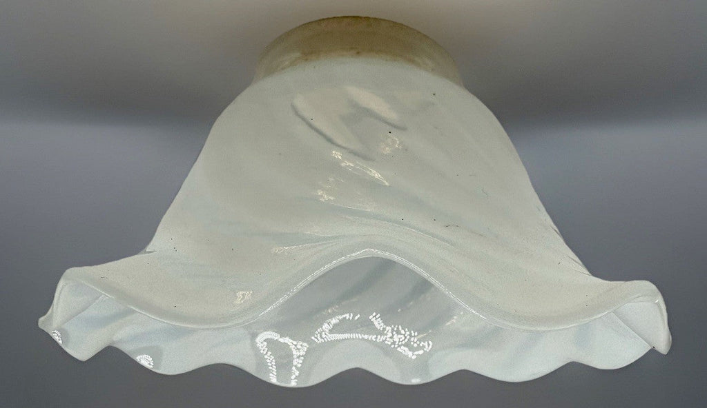 Opalescent Diagonal Swirl Lamp Shade Art Glass 2" Fitter with Gently Ruffled Rim - AntiquesEtceteraOpalescent Diagonal Swirl Lamp Shade Art Glass 2" Fitter with Gently Ruffled RimUnbrandedAntiquesEtcetera