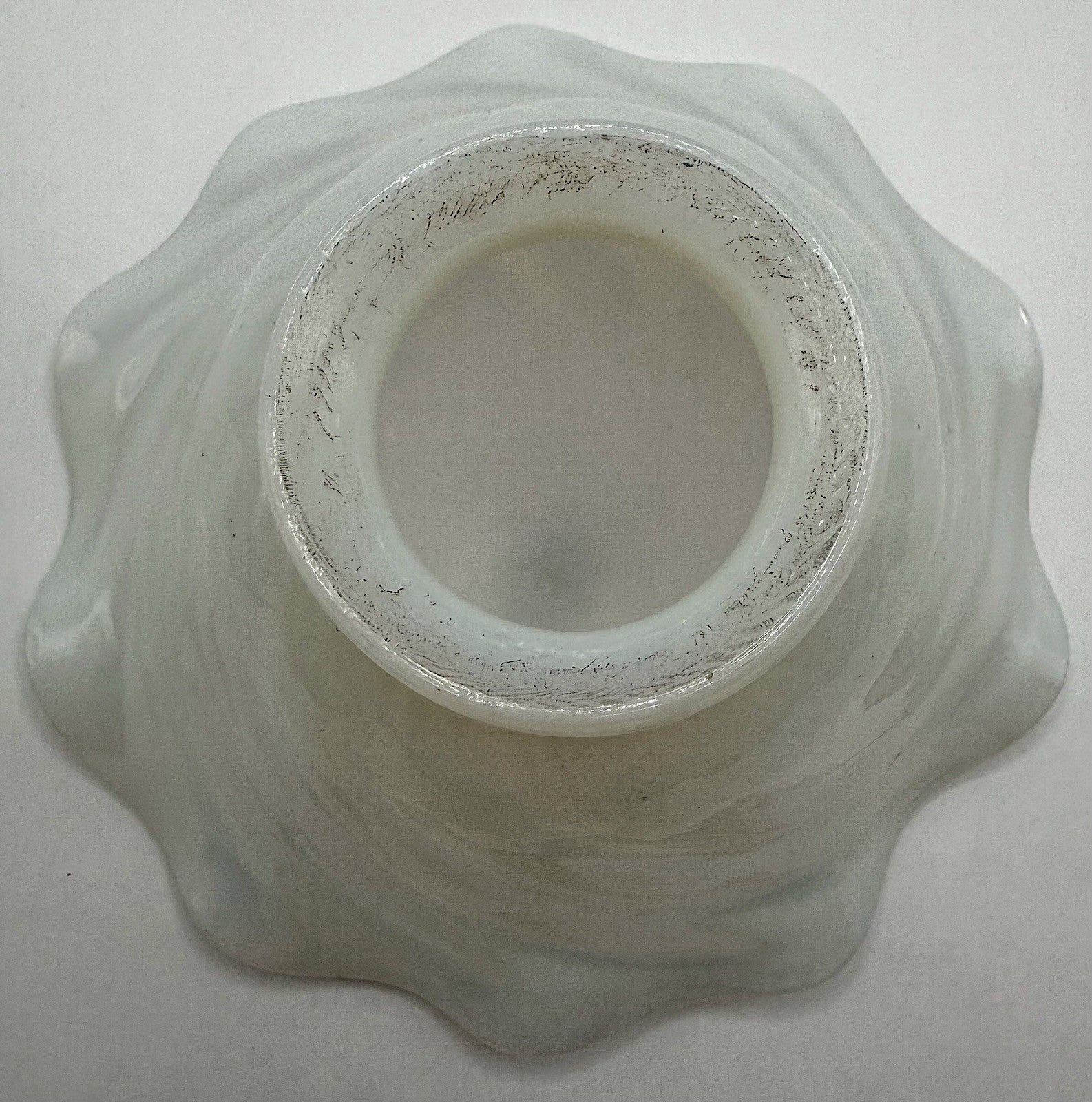 Opalescent Diagonal Swirl Lamp Shade Art Glass 2" Fitter with Gently Ruffled Rim - AntiquesEtceteraOpalescent Diagonal Swirl Lamp Shade Art Glass 2" Fitter with Gently Ruffled RimUnbrandedAntiquesEtcetera