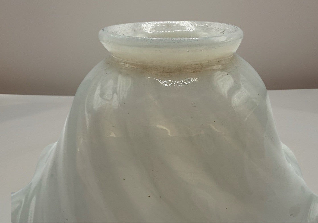 Opalescent Diagonal Swirl Lamp Shade Art Glass 2" Fitter with Gently Ruffled Rim - AntiquesEtceteraOpalescent Diagonal Swirl Lamp Shade Art Glass 2" Fitter with Gently Ruffled RimUnbrandedAntiquesEtcetera