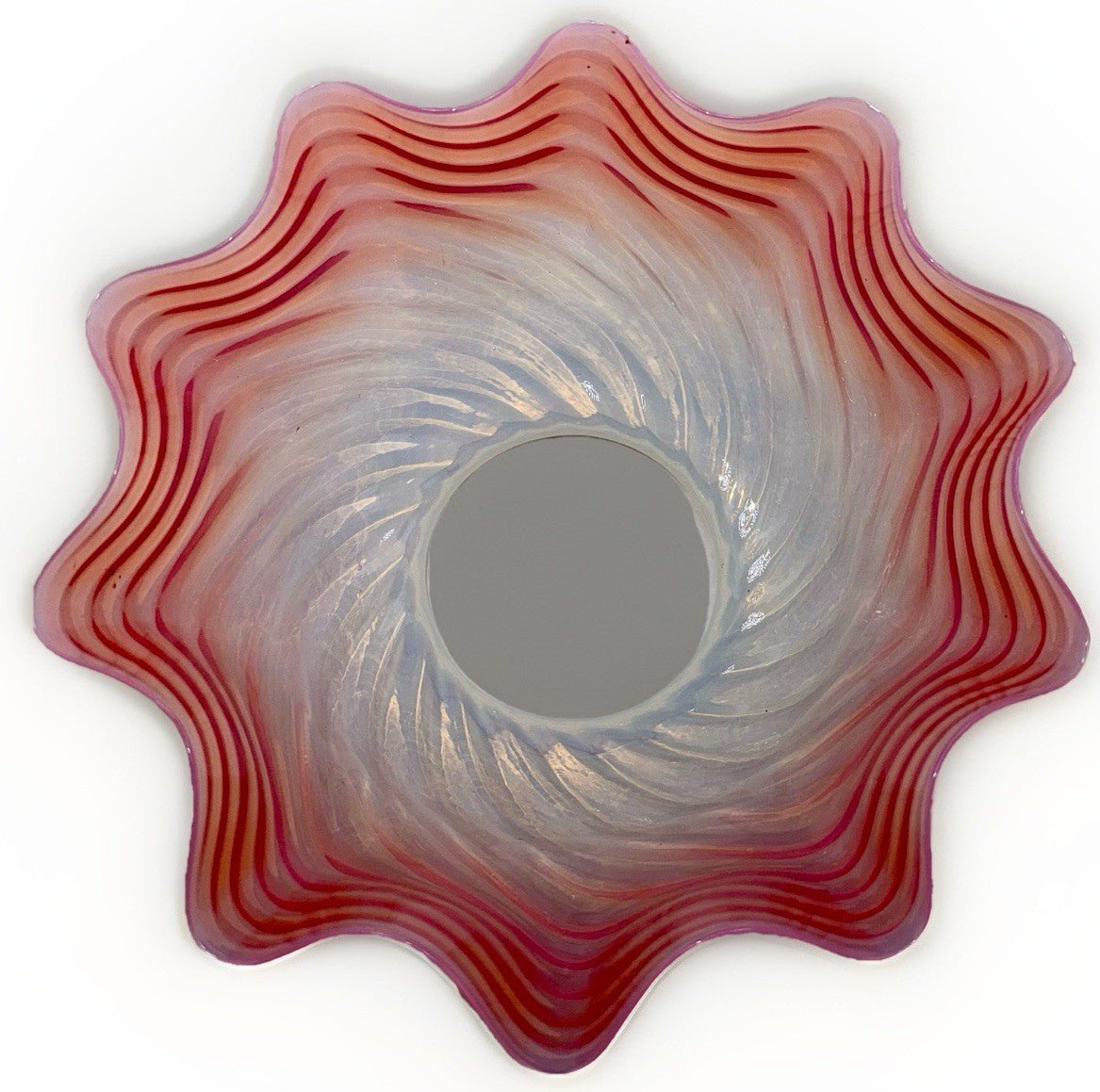 Opalescent Pink Diagonal Swirl Art Glass Lamp Shade Banquet Oil Kerosene 4" Rim - AntiquesEtceteraOpalescent Pink Diagonal Swirl Art Glass Lamp Shade Banquet Oil Kerosene 4" RimUnbrandedAntiquesEtcetera