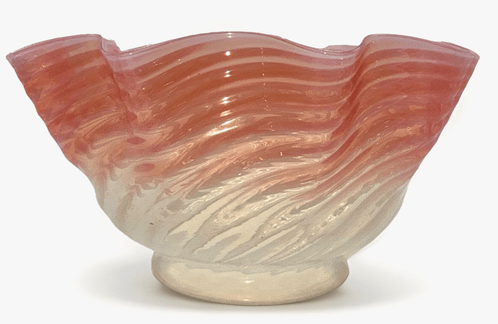 Opalescent Pink Diagonal Swirl Art Glass Lamp Shade Banquet Oil Kerosene 4" Rim - AntiquesEtceteraOpalescent Pink Diagonal Swirl Art Glass Lamp Shade Banquet Oil Kerosene 4" RimUnbrandedAntiquesEtcetera