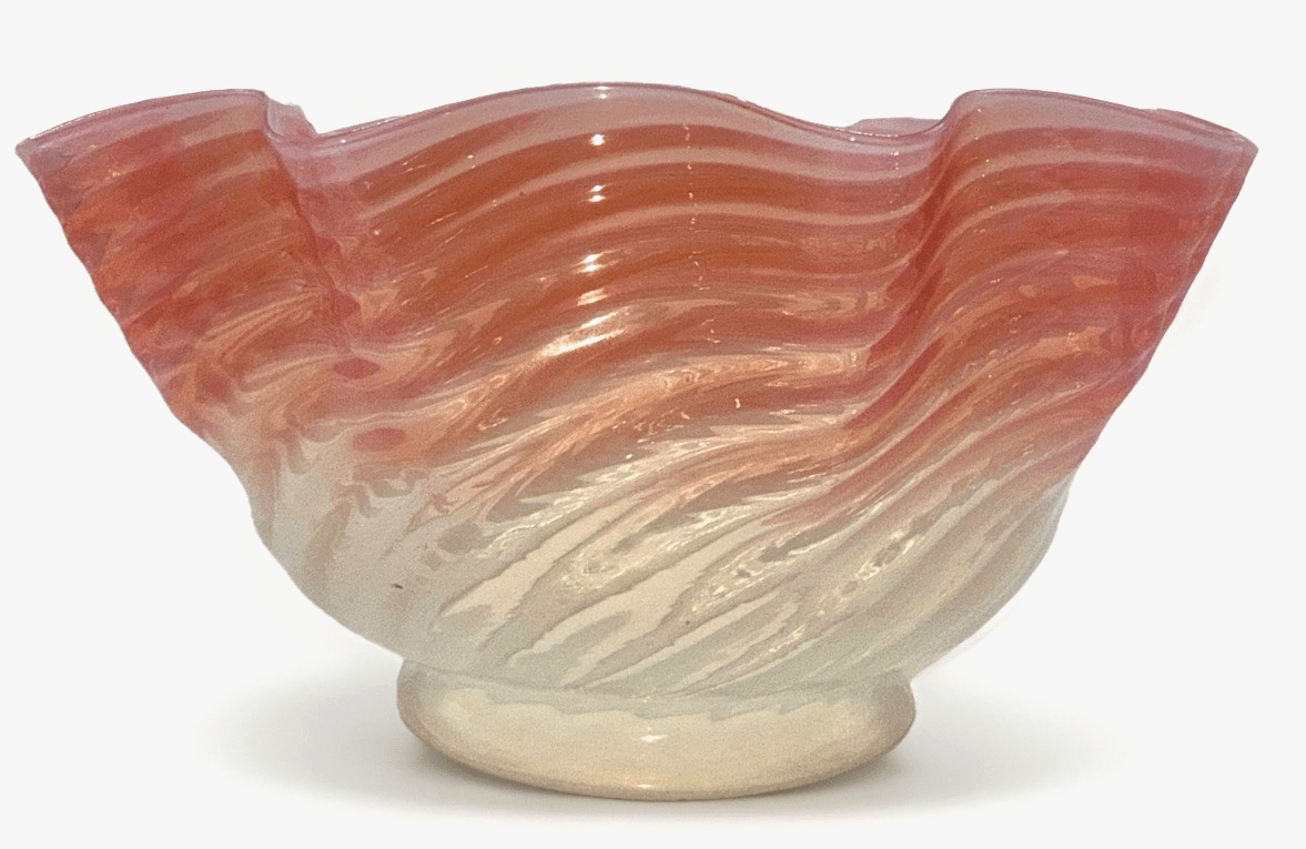 Opalescent Pink Diagonal Swirl Art Glass Lamp Shade Banquet Oil Kerosene 4" Rim - AntiquesEtceteraOpalescent Pink Diagonal Swirl Art Glass Lamp Shade Banquet Oil Kerosene 4" RimUnbrandedAntiquesEtcetera