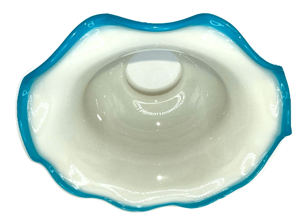 Opaque White Glass Lamp Shade Cased Turquoise Blue Ruffled 6 1/2" Outer Rim - AntiquesEtceteraOpaque White Glass Lamp Shade Cased Turquoise Blue Ruffled 6 1/2" Outer RimUnbrandedAntiquesEtcetera
