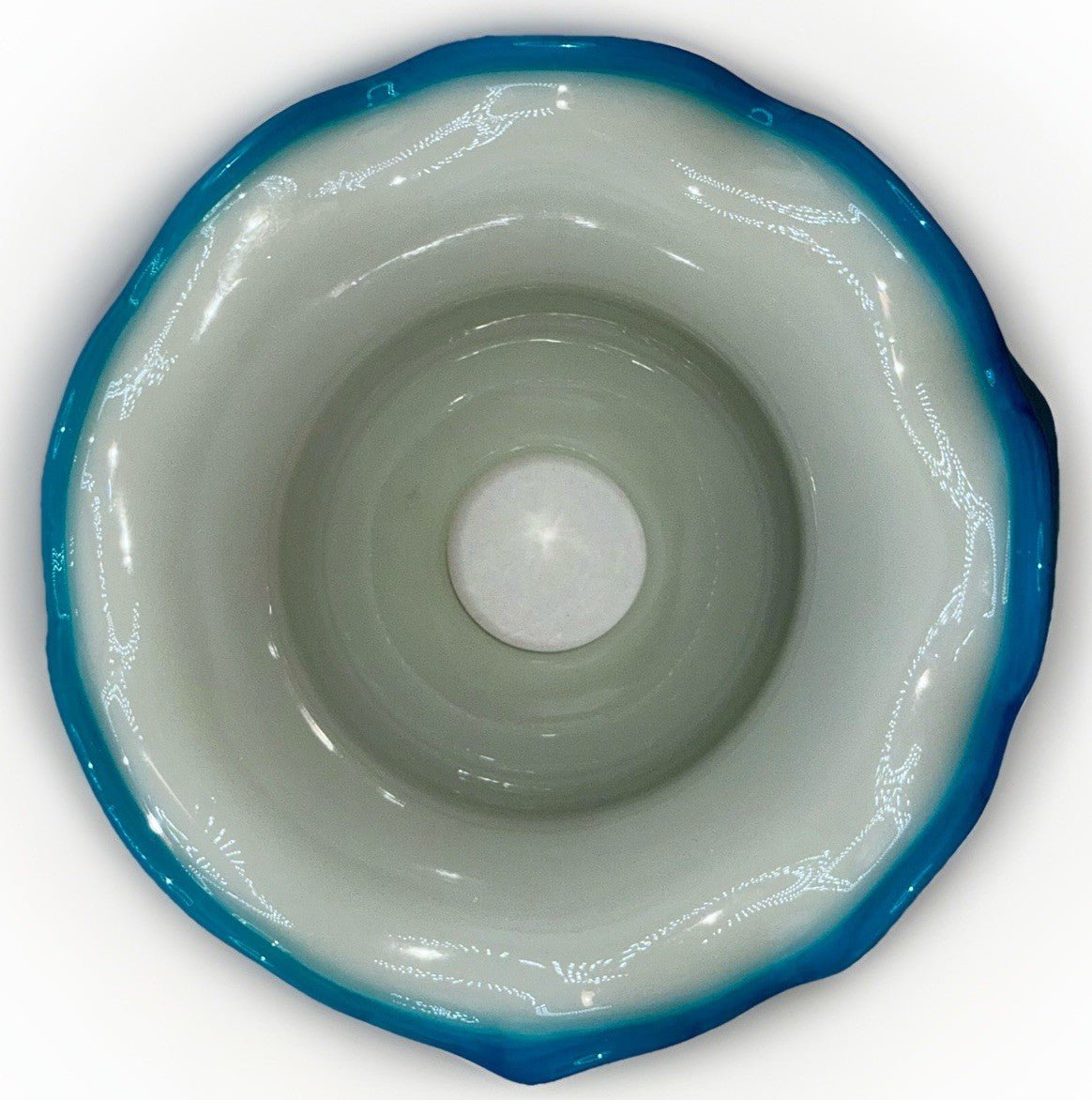 Opaque White Glass Lamp Shade Cased Turquoise Blue Ruffled 6 1/2" Outer Rim - AntiquesEtceteraOpaque White Glass Lamp Shade Cased Turquoise Blue Ruffled 6 1/2" Outer RimUnbrandedAntiquesEtcetera