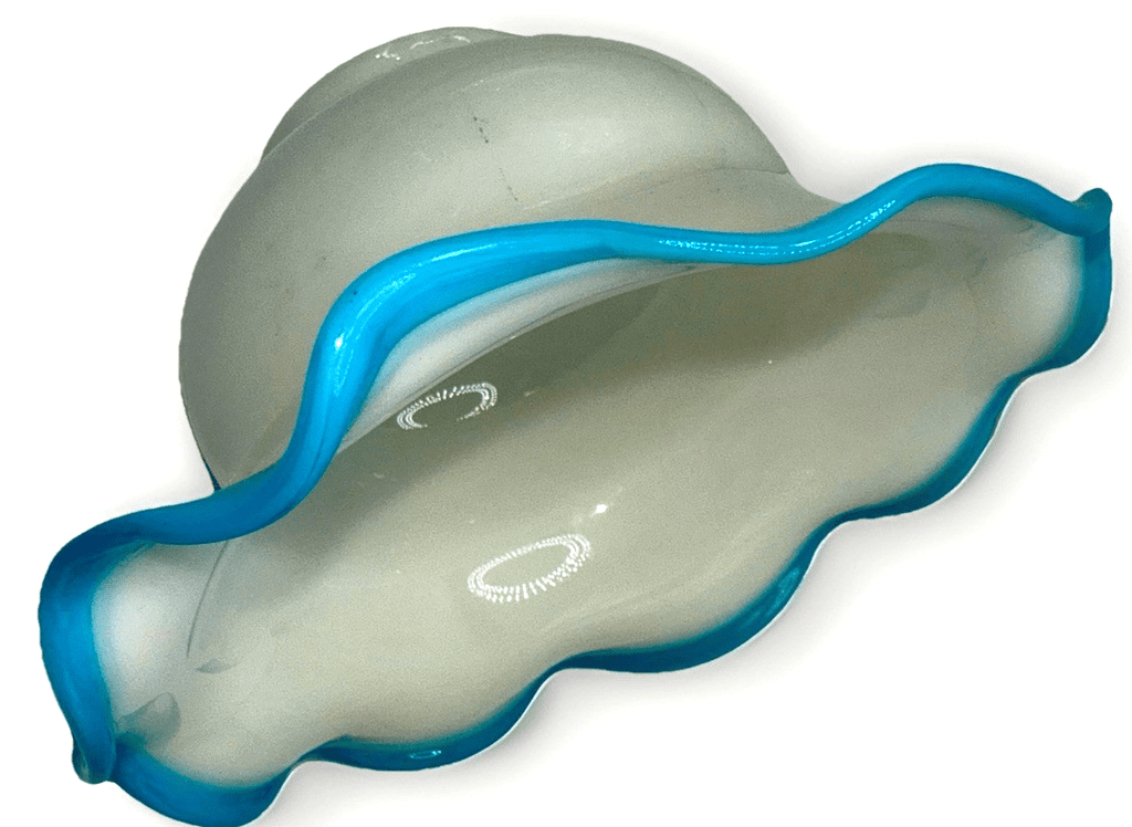 Opaque White Glass Lamp Shade Cased Turquoise Blue Ruffled 6 1/2" Outer Rim - AntiquesEtceteraOpaque White Glass Lamp Shade Cased Turquoise Blue Ruffled 6 1/2" Outer RimUnbrandedAntiquesEtcetera