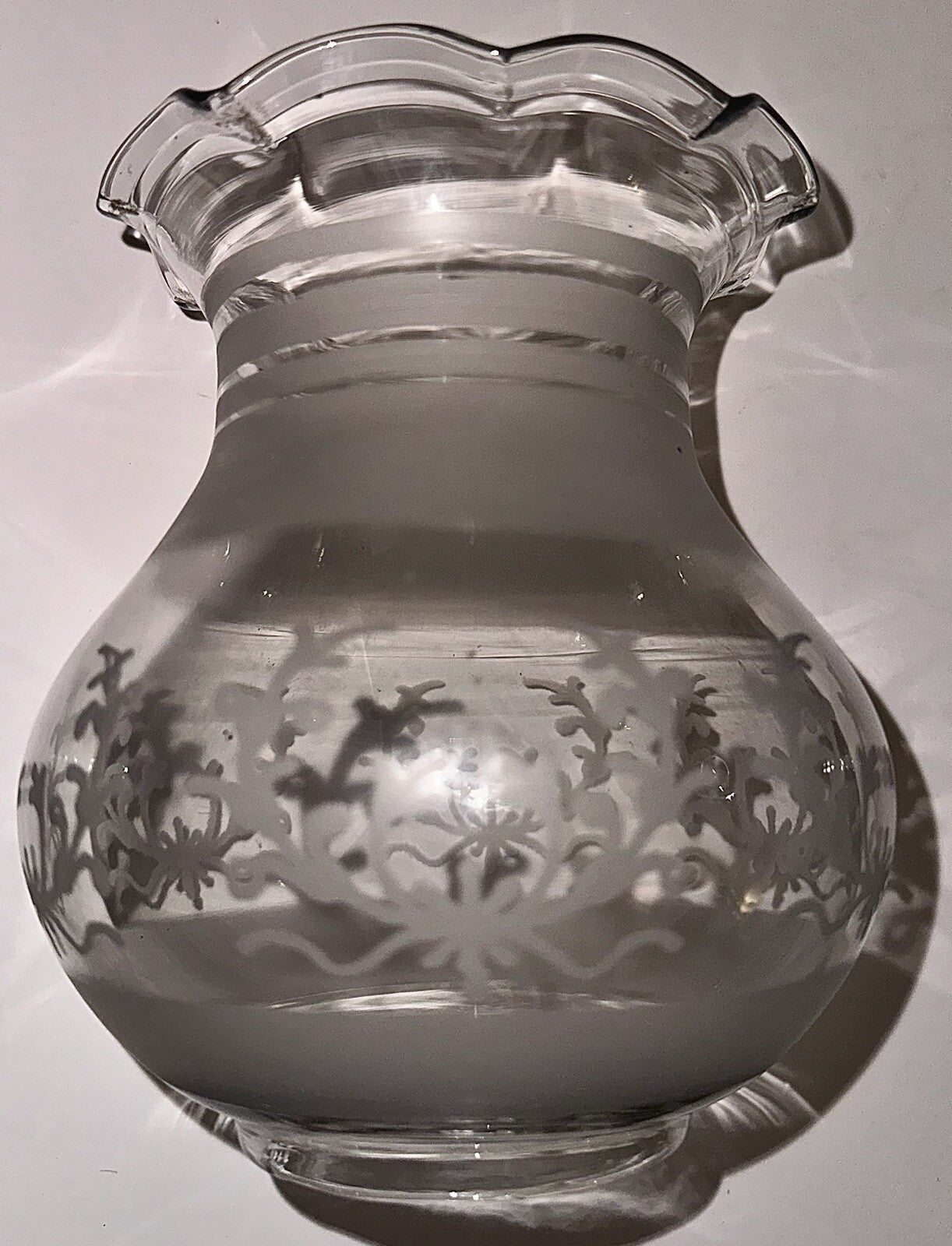 Oregon Lamp Shade Art Deco Wreath Oil Kerosene Glass w/ 3" Rim - Antique - AntiquesEtceteraOregon Lamp Shade Art Deco Wreath Oil Kerosene Glass w/ 3" Rim - AntiqueAntiqueAntiquesEtcetera
