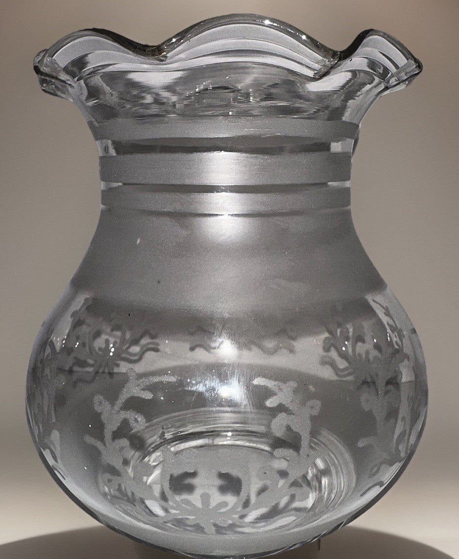 Oregon Lamp Shade Art Deco Wreath Oil Kerosene Glass w/ 3" Rim - Antique - AntiquesEtceteraOregon Lamp Shade Art Deco Wreath Oil Kerosene Glass w/ 3" Rim - AntiqueAntiqueAntiquesEtcetera