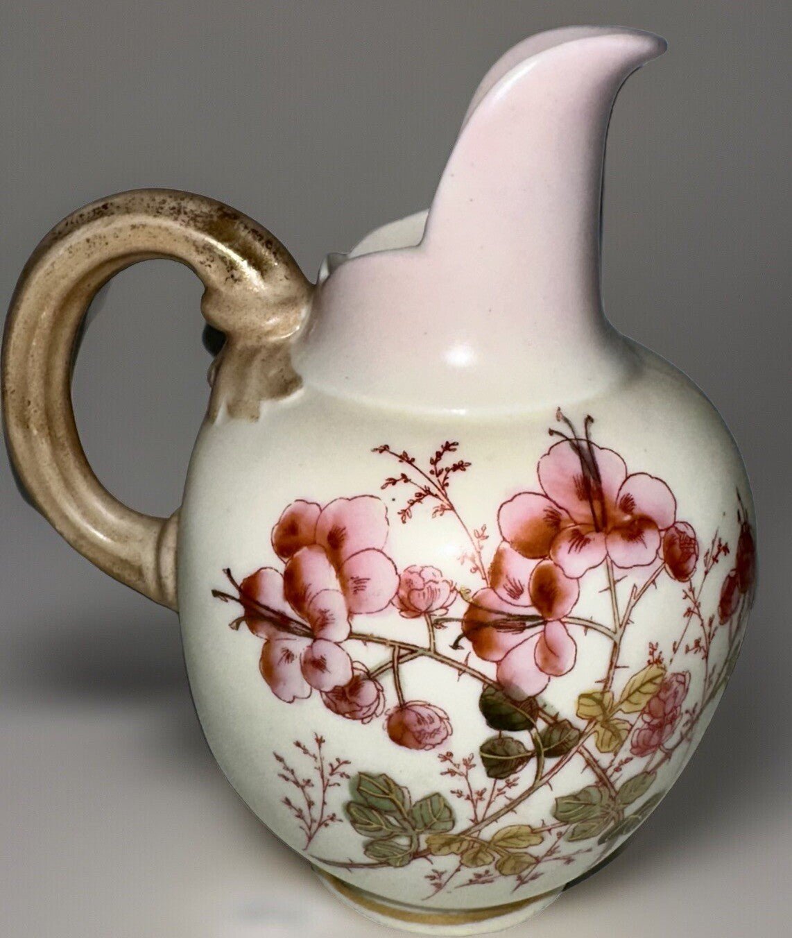 Oriental Lotus Flower Porcelain Creamer Pitcher Gold Gilt Trim 5 1/2" High - AntiquesEtceteraOriental Lotus Flower Porcelain Creamer Pitcher Gold Gilt Trim 5 1/2" HighAntiquesEtceteraAntiquesEtcetera