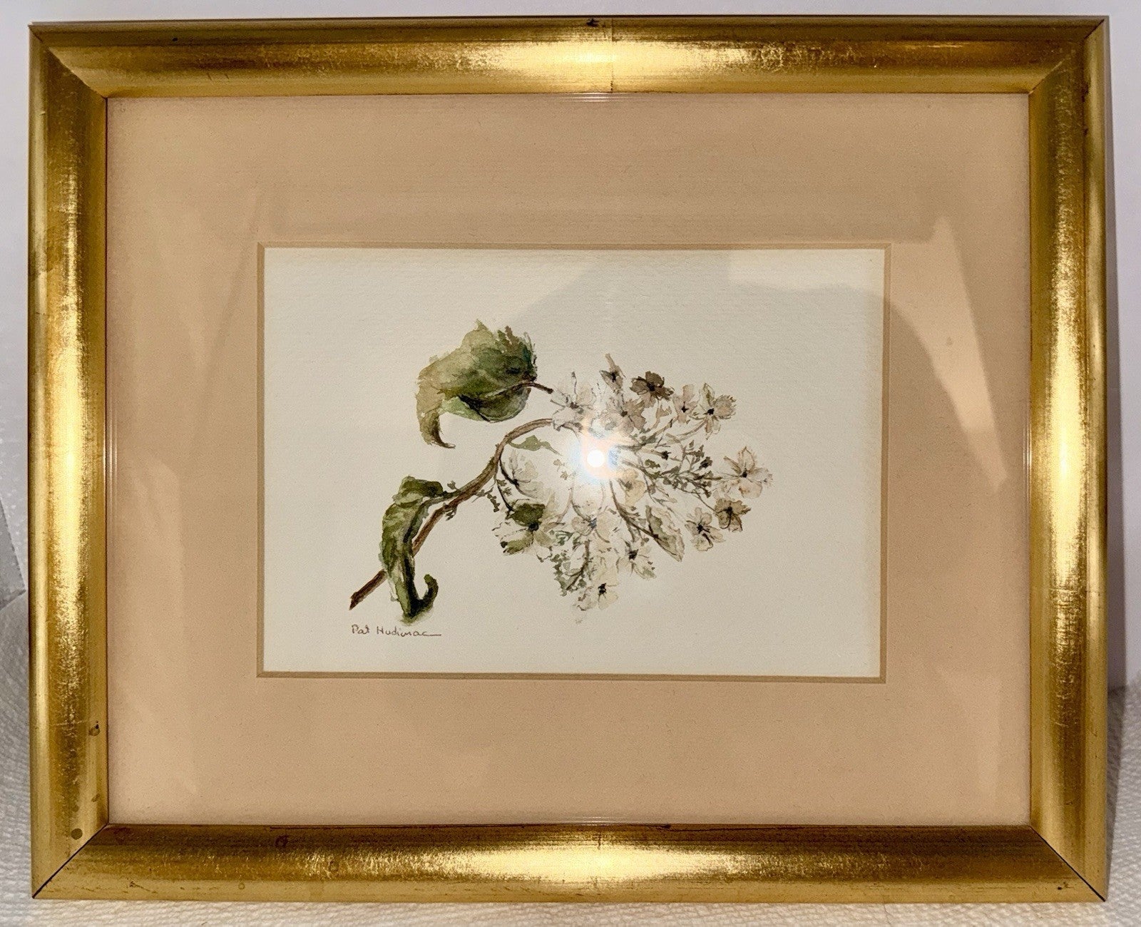 Original Watercolor by Pat Hudimac Flowering Dogwood Signed, Matted, Gold Frame - AntiquesEtceteraOriginal Watercolor by Pat Hudimac Flowering Dogwood Signed, Matted, Gold FrameAntiquesEtceteraAntiquesEtcetera
